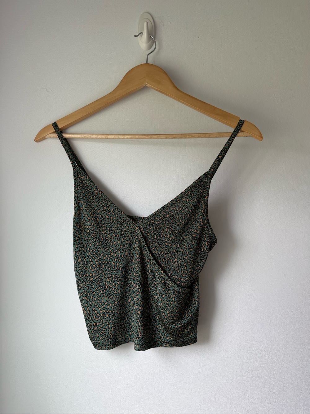 Urban Outfitters Dark Green & Tan Leopard-Print Draped Cami